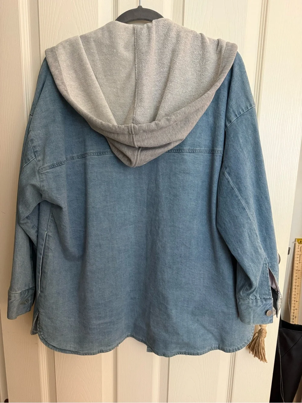 Central Park West Denim Hoodie Jacket Removable Liner Size S NWT